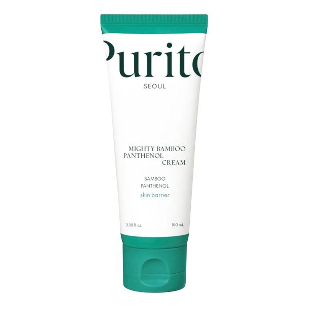 Skin TOGO Purito Mighty Bamboo Panthenol Cream in a white tube with green cap for soothing sensitive skin