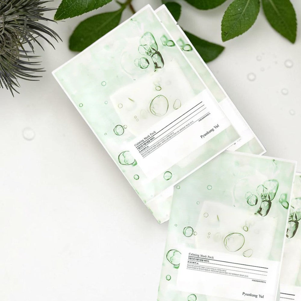 Skin TOGO Pyunkang Yul Calming Mask Sheet in white and light green packaging for sensitive skin care.