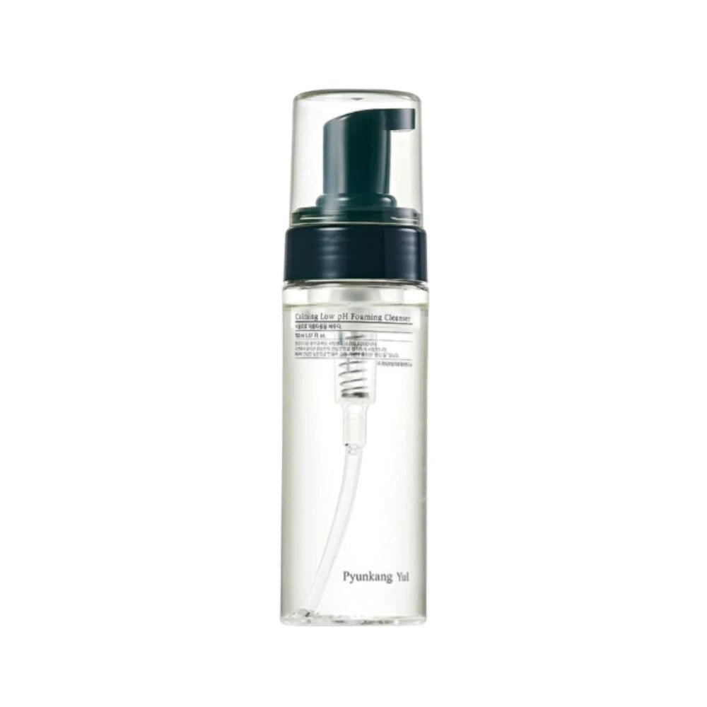Skin TOGO Pyunkang Yul Calming Low pH Foaming Cleanser in a clear 150ml pump bottle for acne-prone skin.