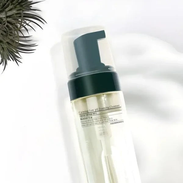 Skin TOGO Pyunkang Yul Calming Low pH Foaming Cleanser in a clear pump bottle for acne-prone skin.