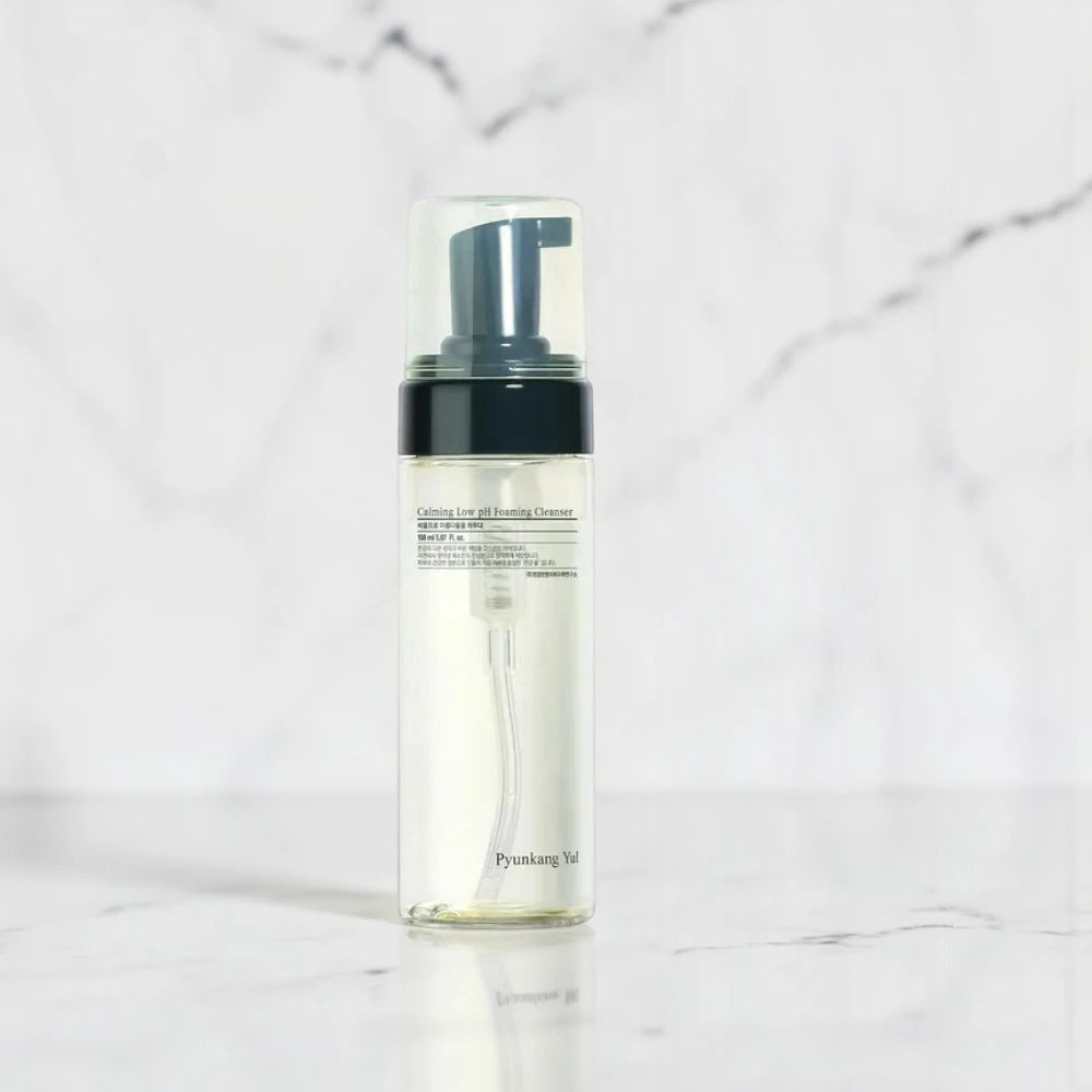 Skin TOGO Pyunkang Yul Calming Low pH Foaming Cleanser in a clear pump bottle for acne-prone skin