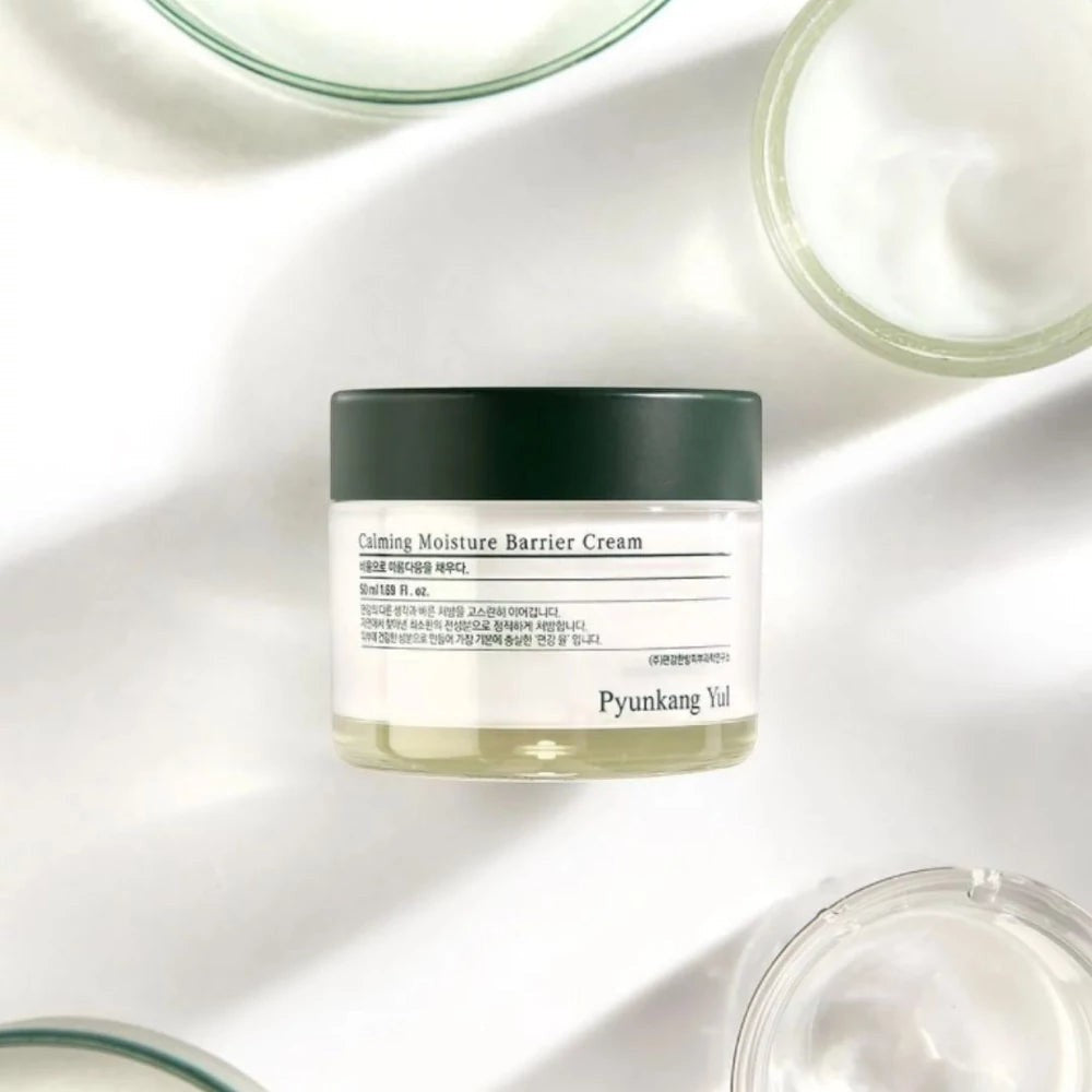 Skin TOGO Pyunkang Yul Calming Moisture Barrier Cream in a 50ml jar with a dark green lid on a white background.