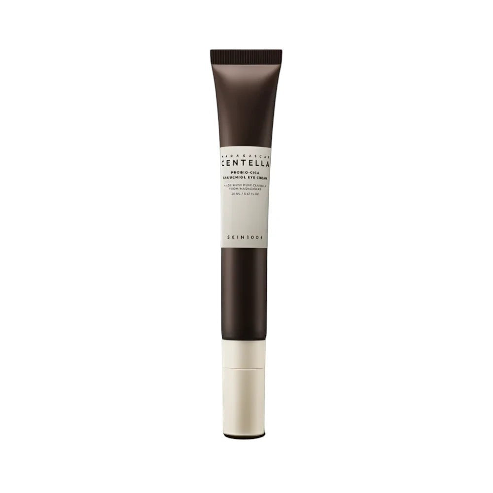 Skin TOGO SKIN1004 Madagascar Centella Probio-Cica Bakuchiol Eye Cream in a slim brown 20ml tube.