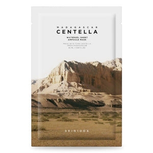 Skin TOGO SKIN1004 Madagascar Centella Watergel Sheet Ampoule Mask in white packaging with a desert landscape design.
