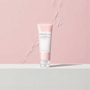 Skin TOGO SKIN1004 Madagascar Centella Poremizing Deep Cleansing Foam in a pink tube on a minimalist background.