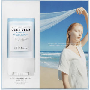 Skin TOGO SKIN1004 Madagascar Centella Hyalu-cica Silky-Fit Sun Stick in a travel-friendly blue and white packaging.