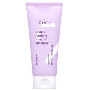 Skin TOGO TIAM Snail & Azulene Low pH Cleanser in a light purple 200ml squeeze tube for gentle skin care.