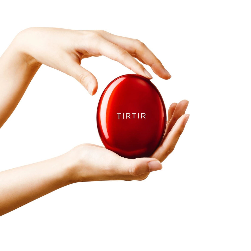 Skin TOGO TIRTIR Mask Fit Red Cushion foundation compact in 13W shade held between two hands against a white background