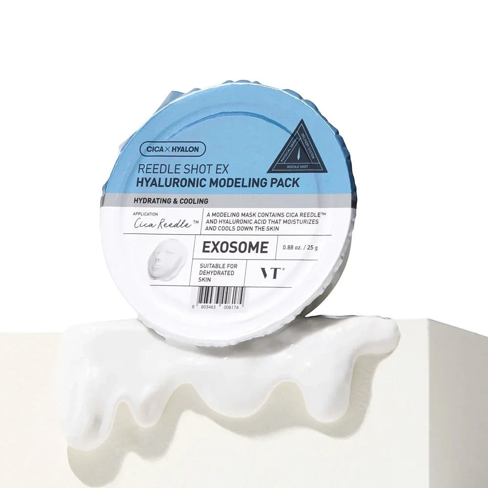 Skin TOGO VT Cosmetics Reedle Shot EX Hyaluronic Modeling Pack with cooling alginate mask formula for deep hydration.