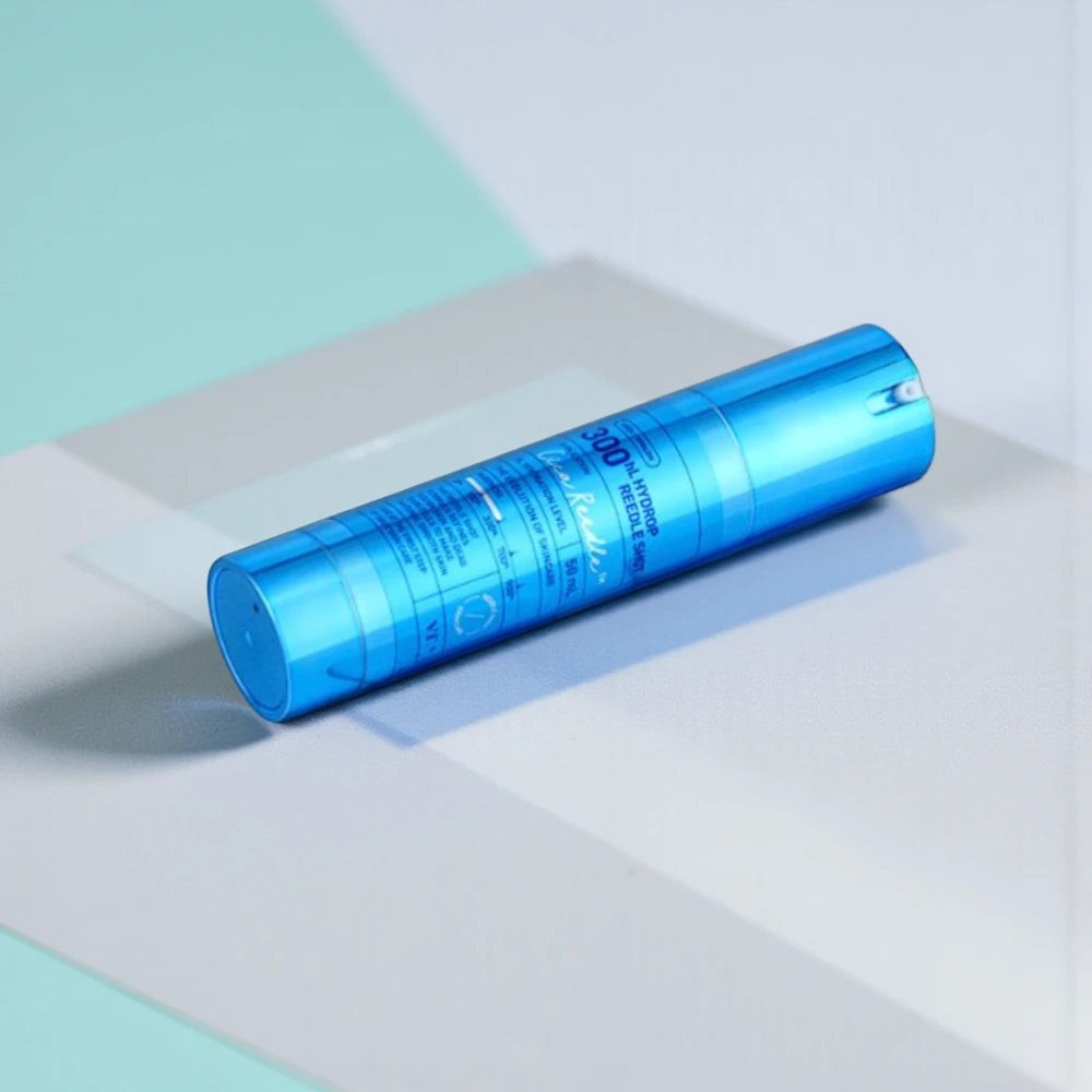 Skin TOGO VT Cosmetics Hydrop Reedle Shot 300hL serum in a sleek blue pump bottle for deep skin hydration.