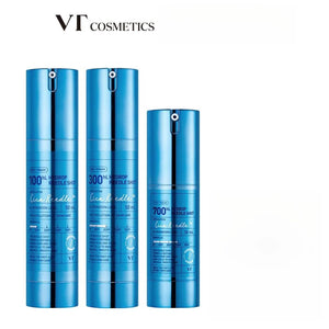 Skin TOGO VT Cosmetics Hydrop Reedle Shot serum bottles in blue packaging with micro-needle hydration technology.