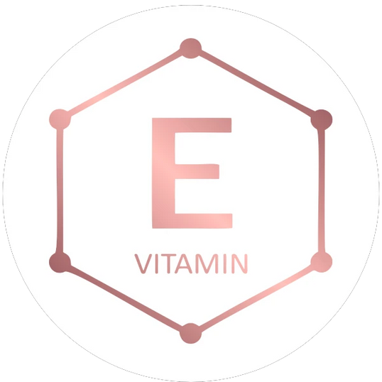 Vitamin E logo with a geometric design on a white background